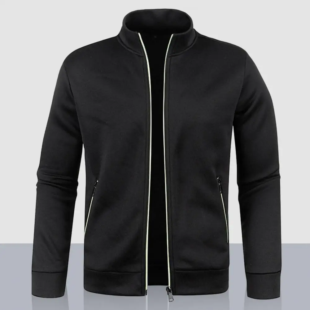 Breathable Sweatshirt Coat 3D Cutting Windproof Trendy Men Spring Autumn Pure Color Plus Size Cardigan Sweatshirt