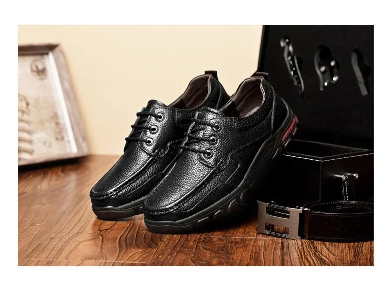 Zapatos planos de piel auténtica para hombre, mocasines informales, hechos a mano, talla grande 38-48