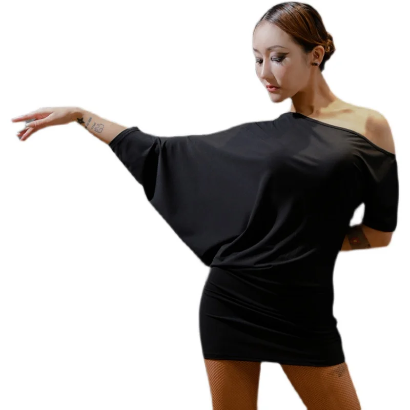 2022 Latin Dance Dress For Women Adult Female Summer Bat Sleeve Training Clothes Chacha Rumba Tango Latin Dance Clothes DN12636