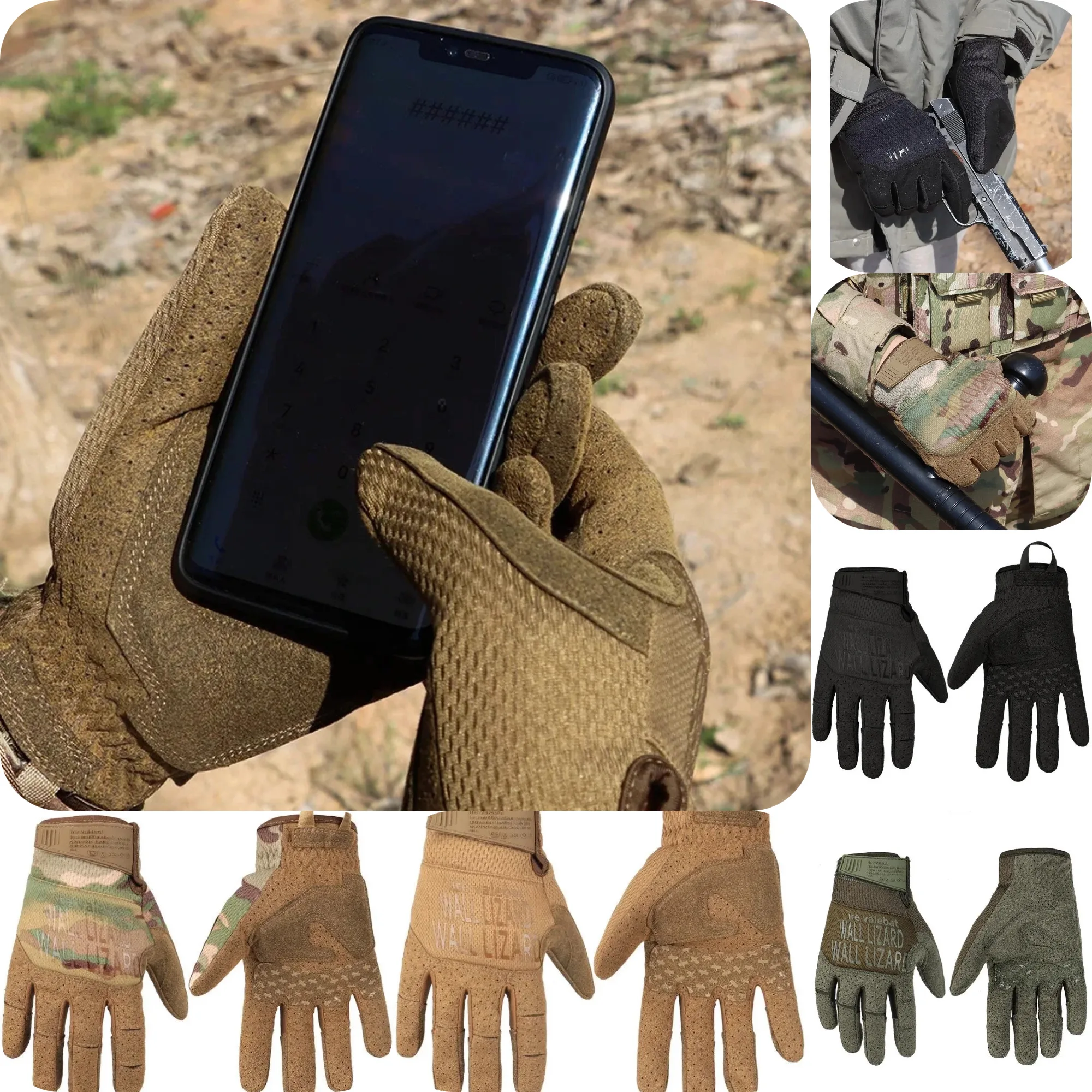 

Уличные тактические перчатки с сенсорным экраном, камуфляжные перчатки с полным пальцем, противоскользящие и теплые для пеших прогулок, альпинизма, велосипеда, работы на мотоцикле