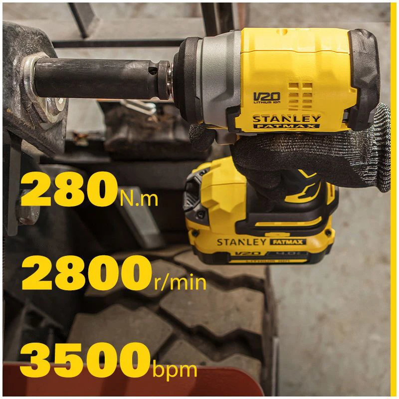 Stanley Cordless Impact Wrench SBW910 20V 280Nm 2800rpm 3500bpm Brushless Motor PowerShare 20V Battery Platform