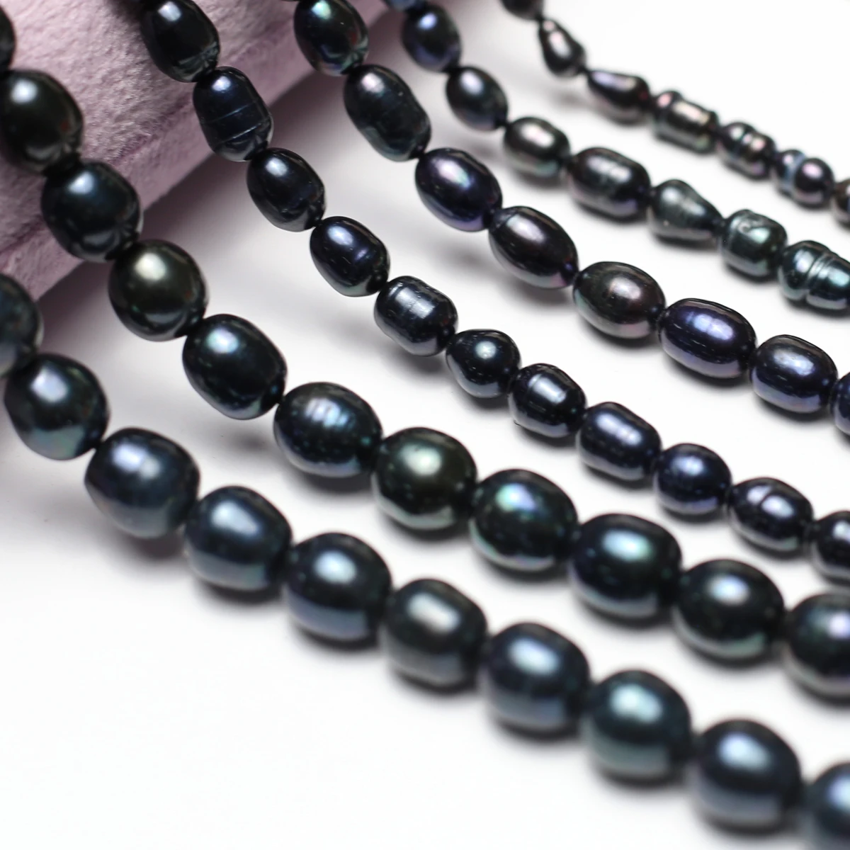 Natürliche schwarze Perlenperle in Reisform, lose Distanzperlen für die Herstellung von Schmuck, DIY-Armband, Halskette, Zubehör, 3–9 mm – Detail 7