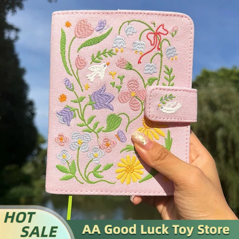 New In Stock Kinbor Embroidered Fabric Hand Book A6 Notebook Floral Pattern Journal Diary Planner For Office Stationery Use