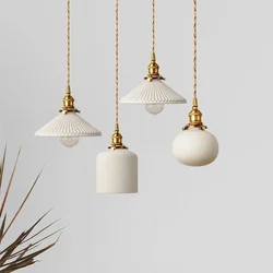 Modern Pendant Light Nordic Minimalist Dining Room Bedroom Bedside Table Aisle Brass Pleated Pendant Lights