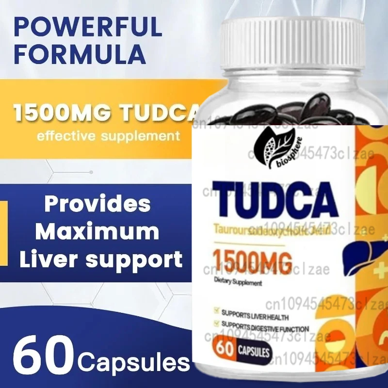 Suplemento TUDCA puro de 1500 mg, sal biliar de taurina de alta pureza, soporte para limpieza del hígado, sin OGM, 60 cápsulas