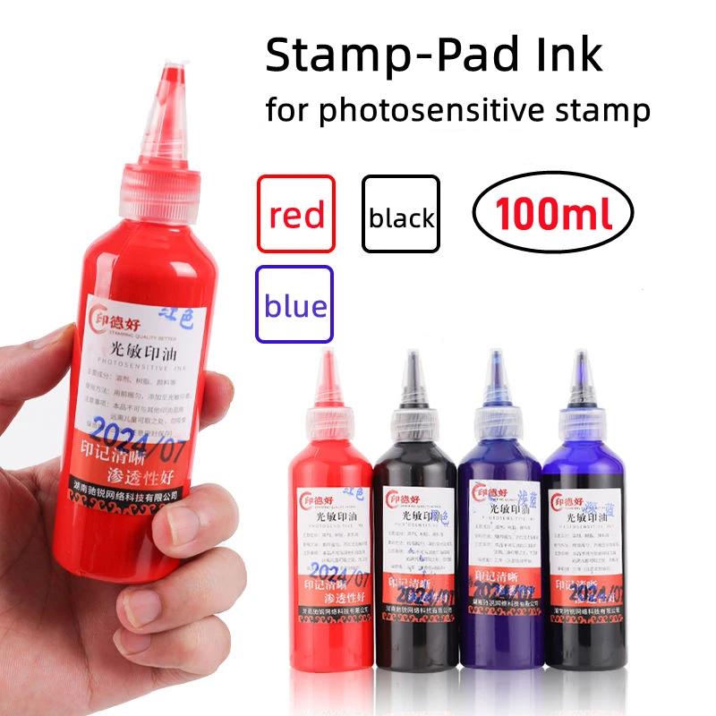 100ml Stamp Ink For Photosensitive Stamp Inkpad Quick-Drying Office Oil Ink