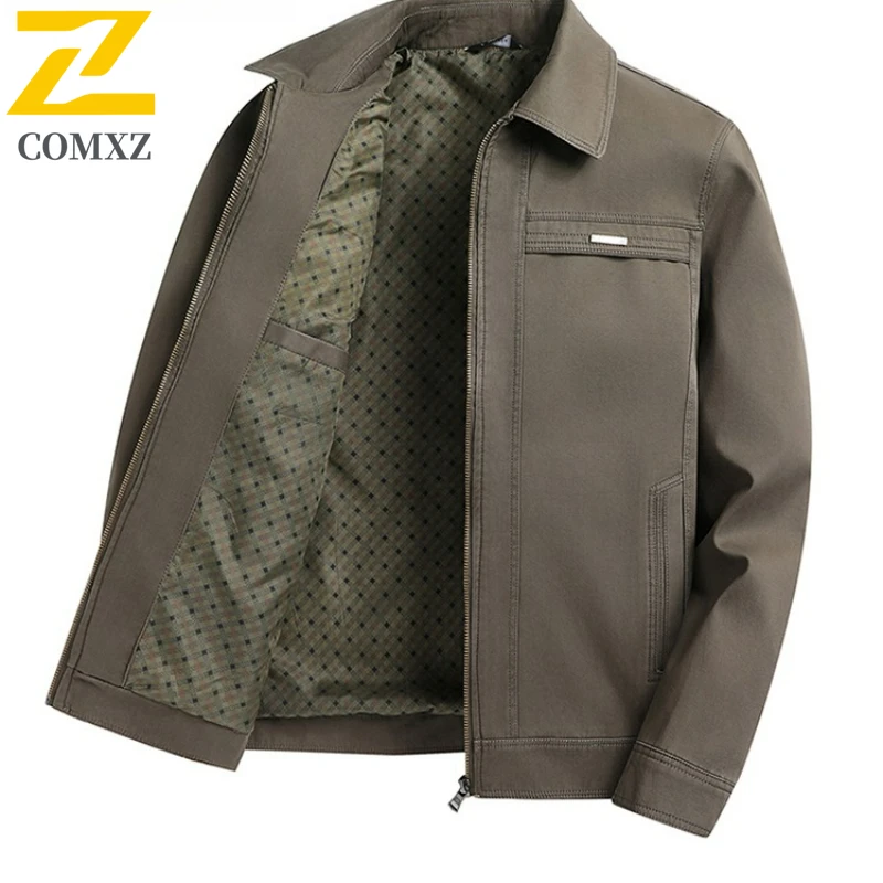 Pure Cotton Baseball Jacket Male Business Stand Collar Loose Fit Windproof Outerwear Spring Classic Lightweight Breathable Coat