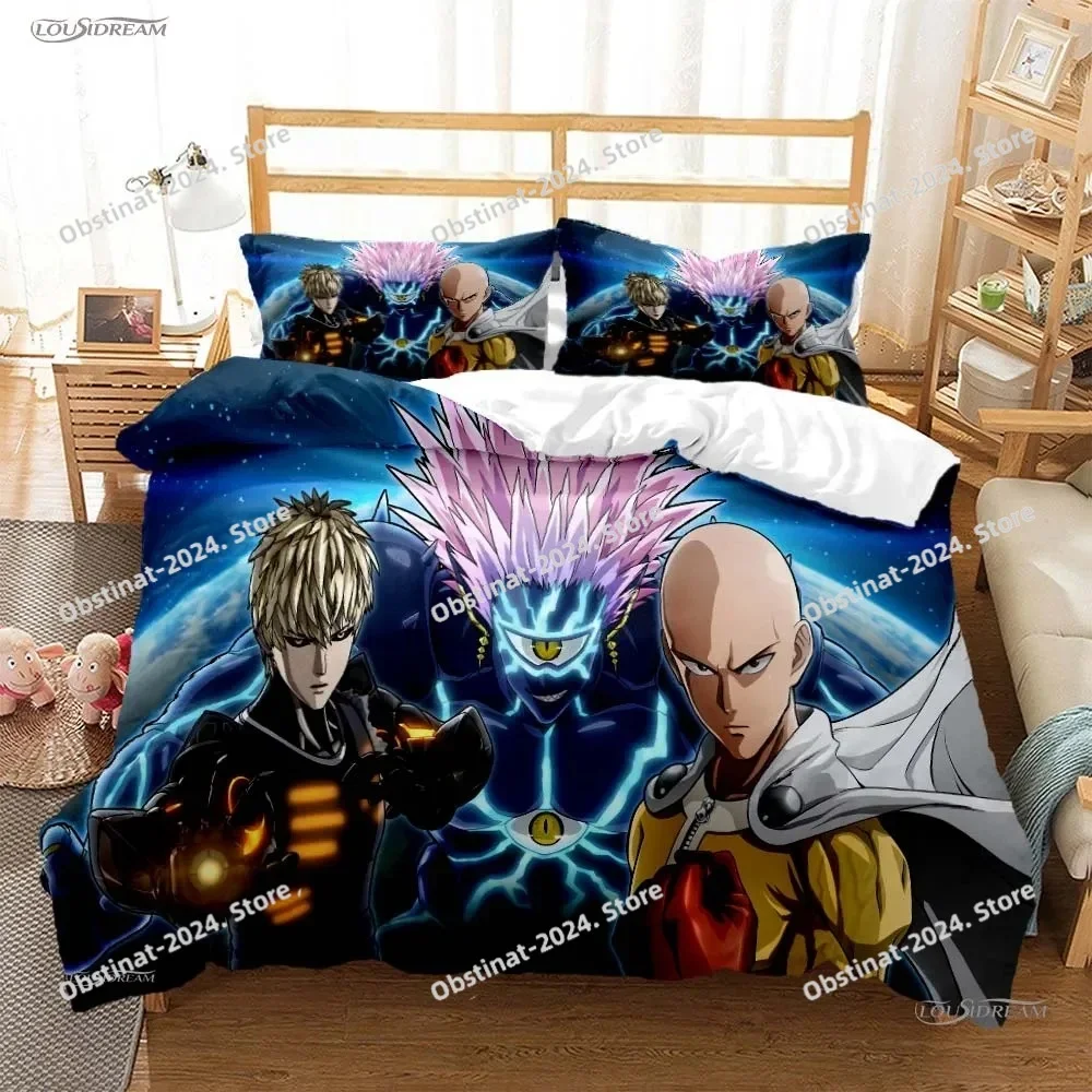 

Cute One punch man Cartoon Anime All Season Duvet Cover Bedding sets Soft Quilt Cover and Pillowcases SingleDoubleQueenKing