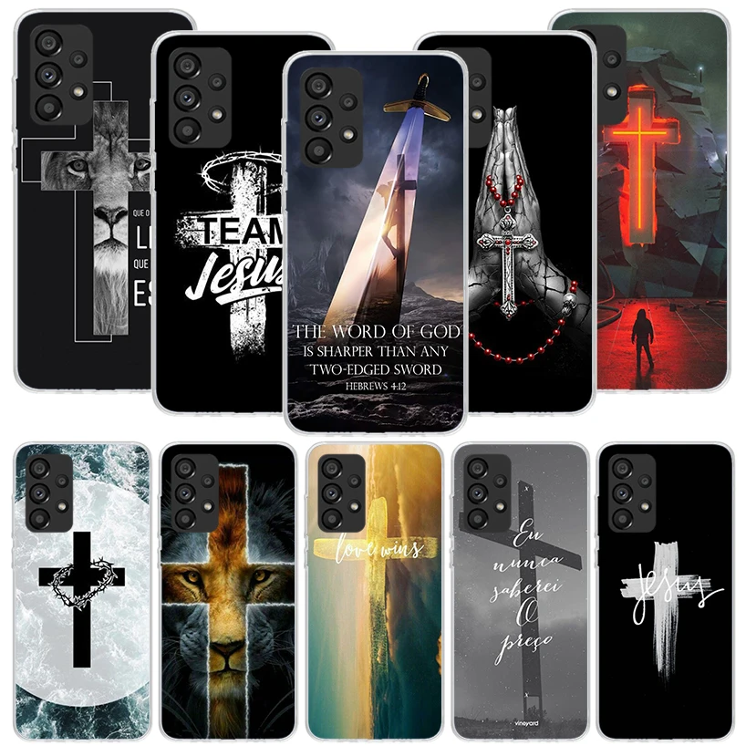 God Jesus Pray Cross Phone Case for Samsung Galaxy A15 A14 A13 A12 A55 A54 A53 A52 A35 A34 A33 A32 A25 A24 A23 A22 A04S A03S A02