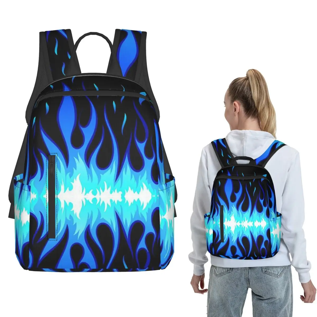 Big Fire Flames Burning Flame Backpack Large Capacity Boys Girls BookBag School Bag Shoulder Bags for Men Women