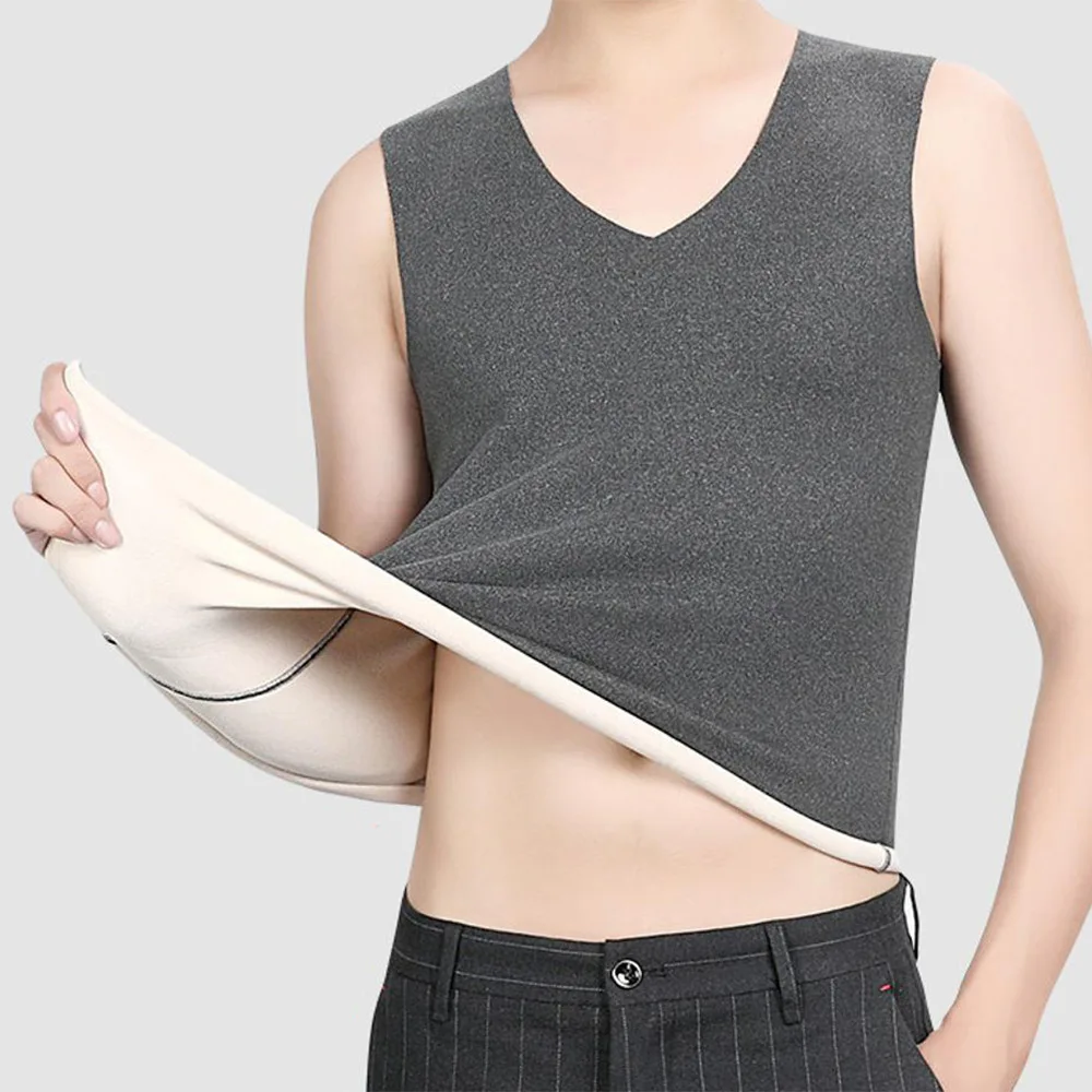 Mens womens fleece thickened slim fitting vest and undershirt thermal underwear for leisure vacation and daily wear