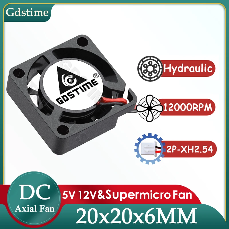 

Gdstime 12V 5V Micro Cooler 20MM Supermicro Fan 20x6MM Ultrathin Brushless Fan 2006 Micro Instrument Projector Sensor Radiator
