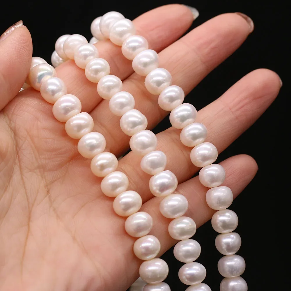 Natural Freshwater Pearl Beads Smooth Big Round Shape Punch Loose Bead for Jewelry Making DIY Nacklace Bracelet Accessories