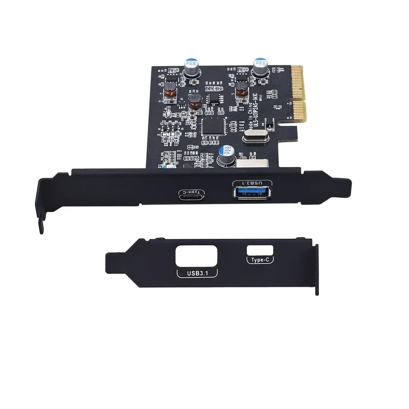 

Карта PCIE X4 к USB 3.1 Gen2 10 Гбит/с USB A + Type C Карта расширения Asmedia ASM1142 Чип для настольного ПК Компьютер Без источника питания