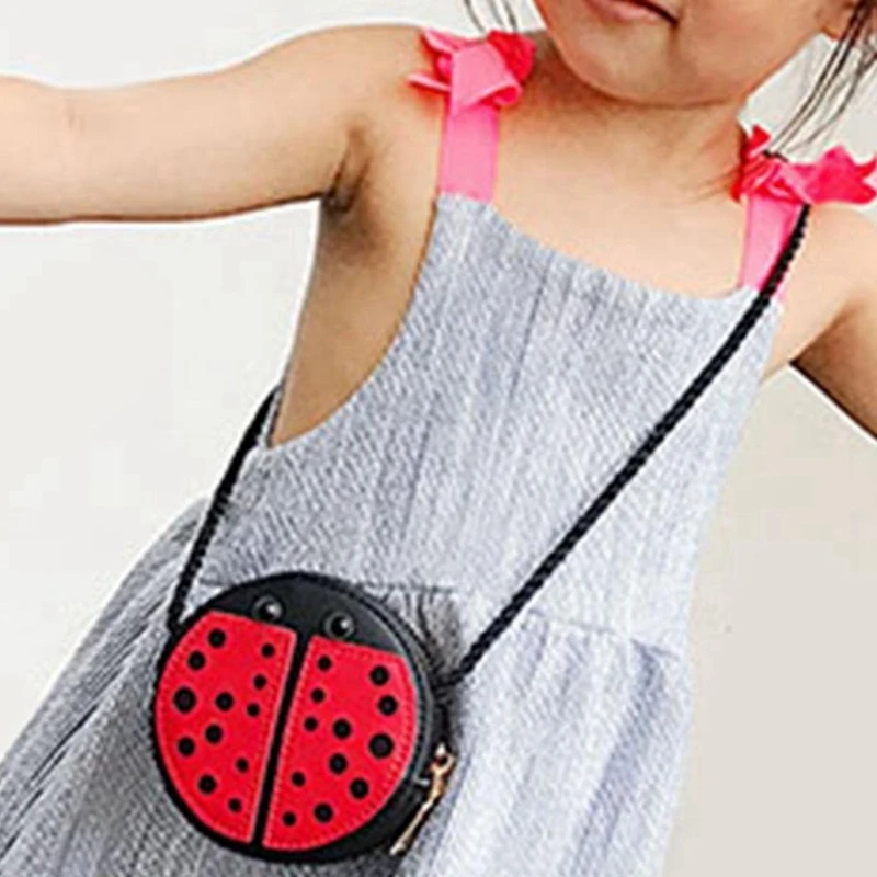 3X Ladybug Cute Children's Shoulder Bag Personality Wild Purse Mini Accessories Bag