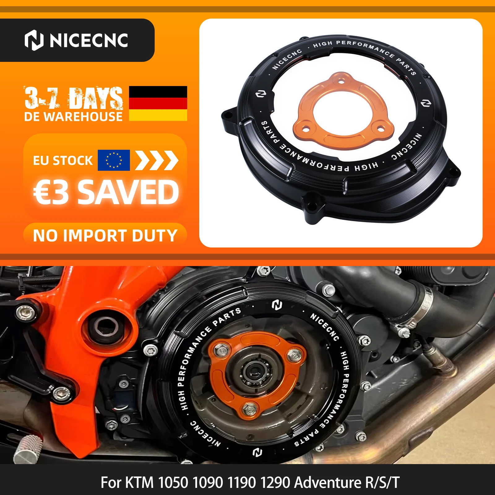 (EU-Lager) NICECNC Transparente Motor-Kupplungsabdeckung für KTM 1290 Adventure R/S/T 2017-2024 1290 Duke R/GT/EVO 2014-2024