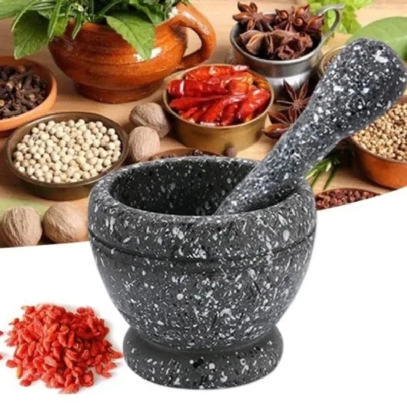 Resin Mortar Pestle Set Garlic Herb Spice Mixing Grinding Crusher Bowl Restaurant Kitchen Tools