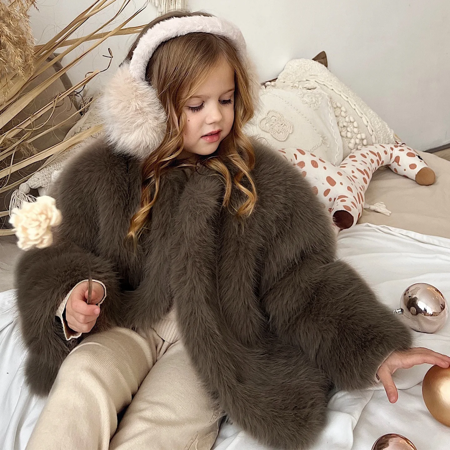 

Toddler Girls Fur Jacket Solid Color Thicken Kids Baby Girls Plush Coat New Winter Fashion Little Girls Fluffy Outerwear Coat