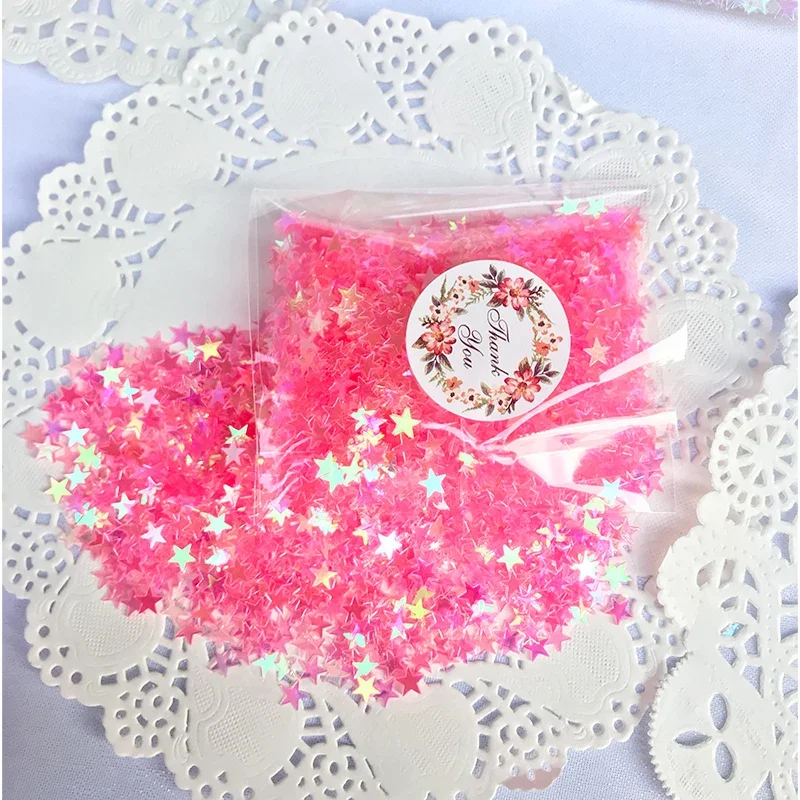 15g Transparent Iridescent Star Glitter Confetti 6MM Pink White Confetti Party Table Scatter Wedding Decor DIY Supplie