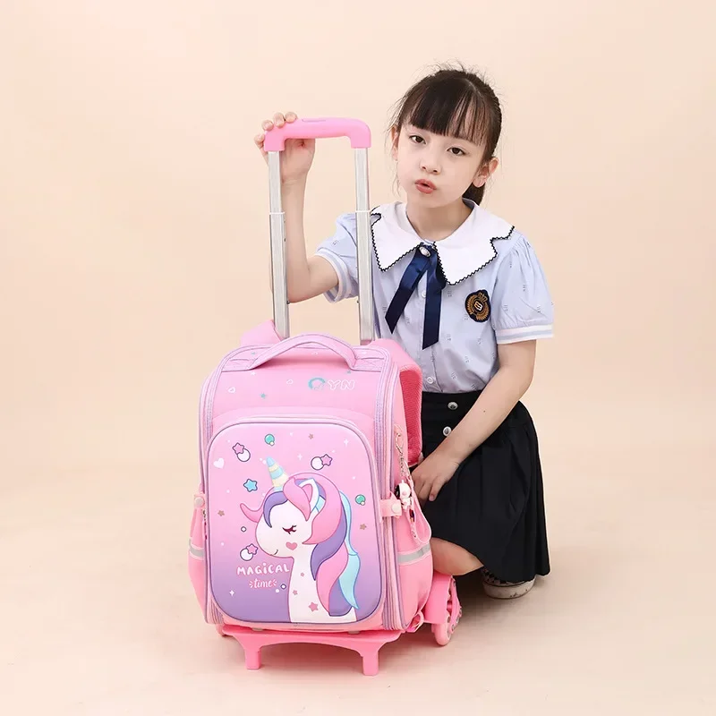 Children\'s Wheeled Backpack School Bags for Girls Rolling Backpack Bag for Boys School Trolley Bag Wheeled Backpacks Child Girl