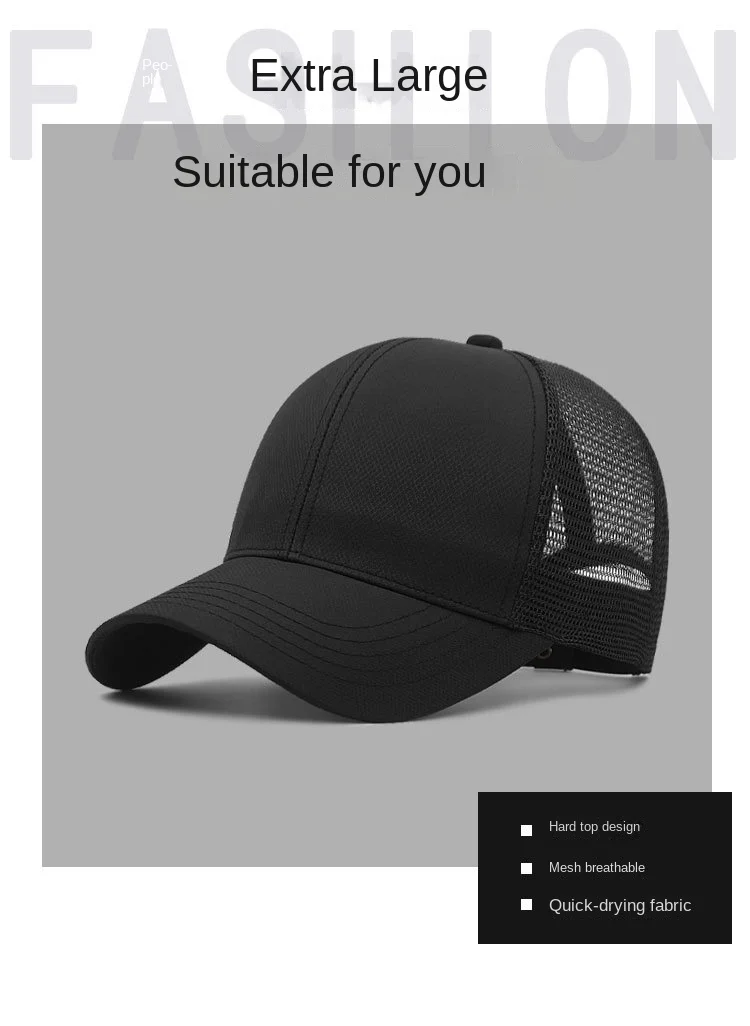 Schnellt rocknende Big Head Mesh Baseball mützen Sommer verstellbar plus Größe Snapback Hüte Männer Frauen 56-60cm 61-65cm – Detail 2