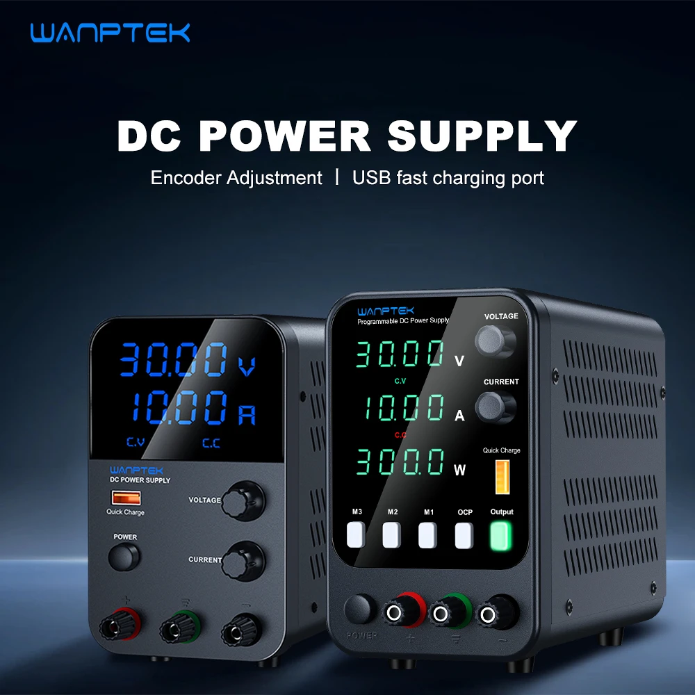 Wanptek 실험실 DC 전원 공급 장치, USB 충전, 실험실 벤치 전원 공급 장치, 인코더 조정 가능, 30V, 60V, 120V 