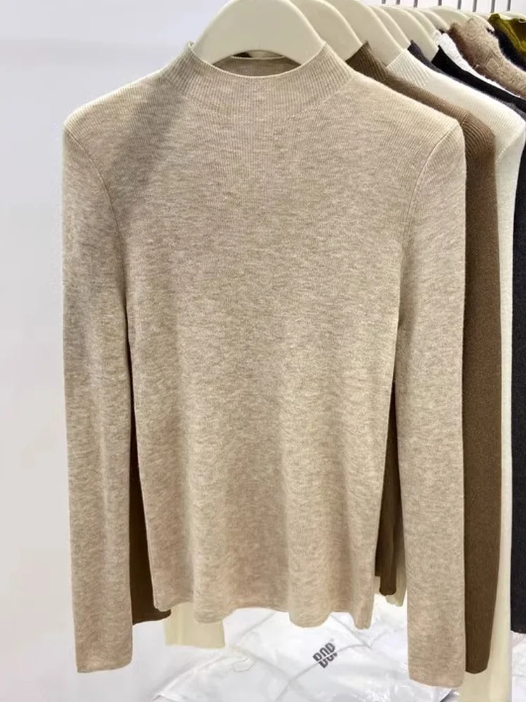 เสื้อสเวตเตอร์ไหมพรมแขนยาวแฟชั่นใหม่สำหรับฤดูใบไม้ร่วงและฤดูหนาว สไตล์ลำลอง คอเต่า สำหรับผู้หญิง เสื้อผ้าผู้หญิงสำหรับฤดูหนาว