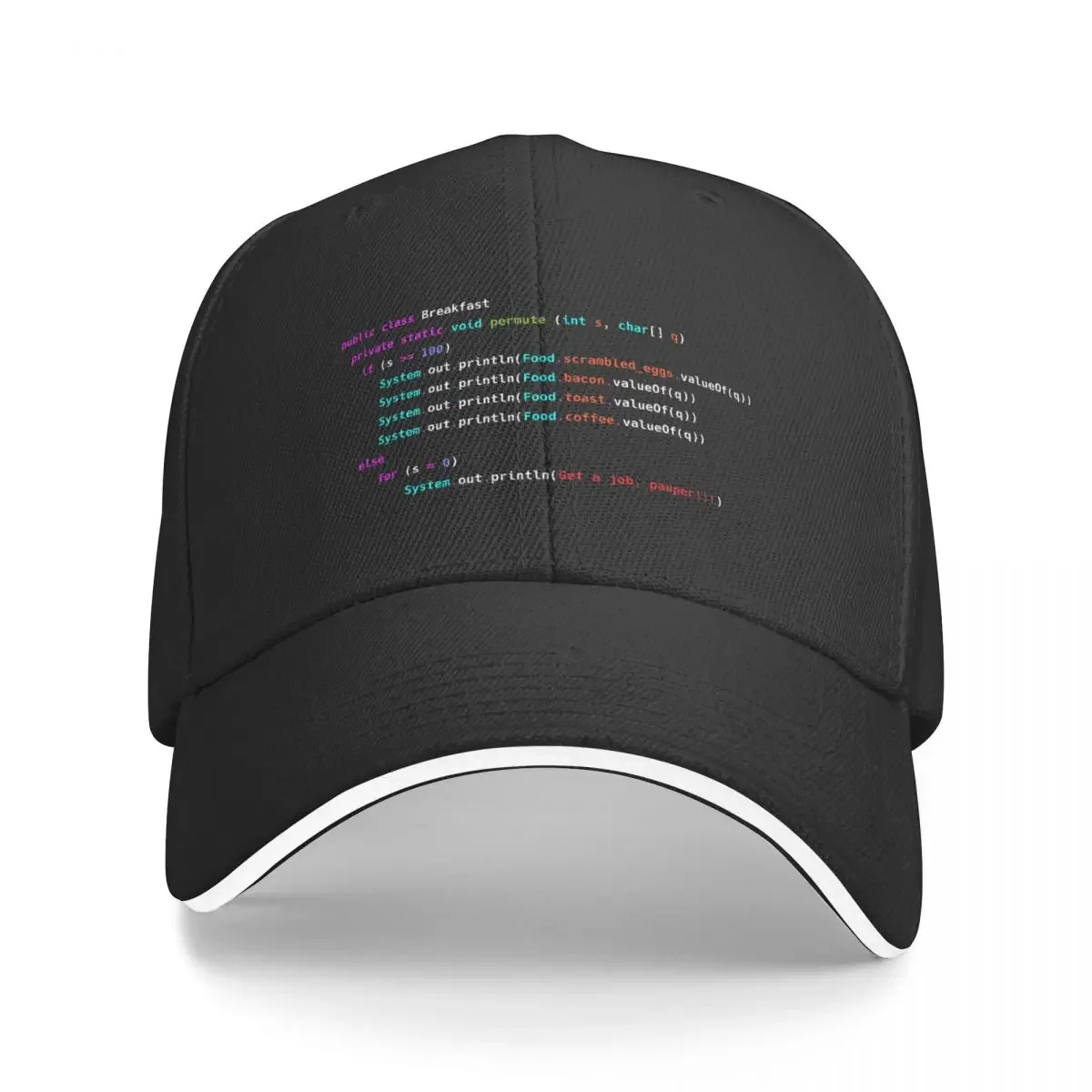 

Programmer breakfast. This is the joke Coding of Real Life Baseball Cap Luxury Cap Fashion Beach Women's Beach Outlet Men's