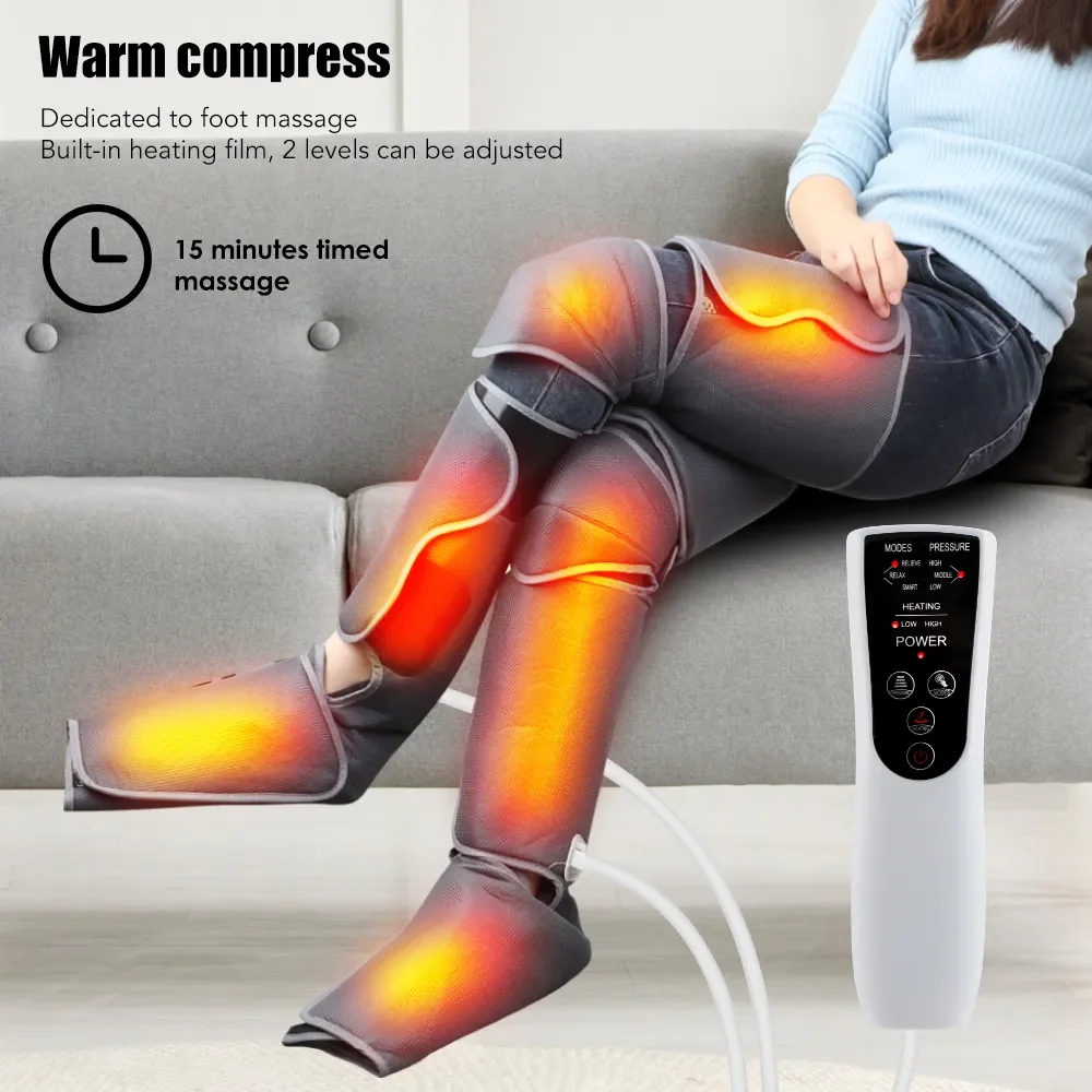 Foot air pressure leg massager promotes blood circulation, body massager, muscle relaxation, lymphatic drainage device 360°