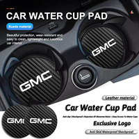 2Pcs Car Waterproof Coaster Non Slip Water Cup Pad Mat For GMC Yukon Terrain Sierra Hummer Ev Canyon Acadia Savana Denali AT4