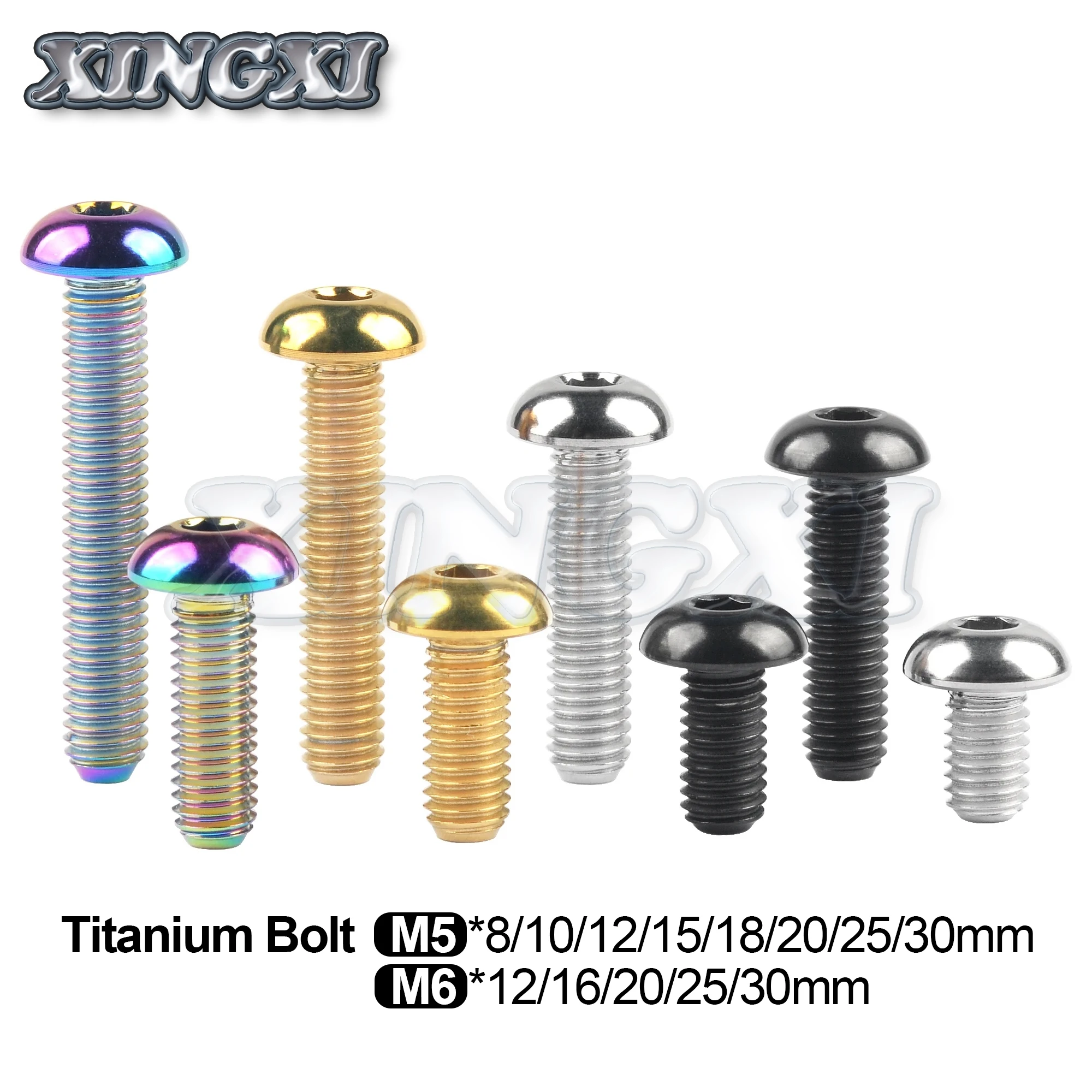 Xingxi Titanium Bolt M5/M6 x 8 10 12 16 15 18 20 25 30mm Bottle Cage Bracket Hexagonal Round Head Screw for Bicycle Parts