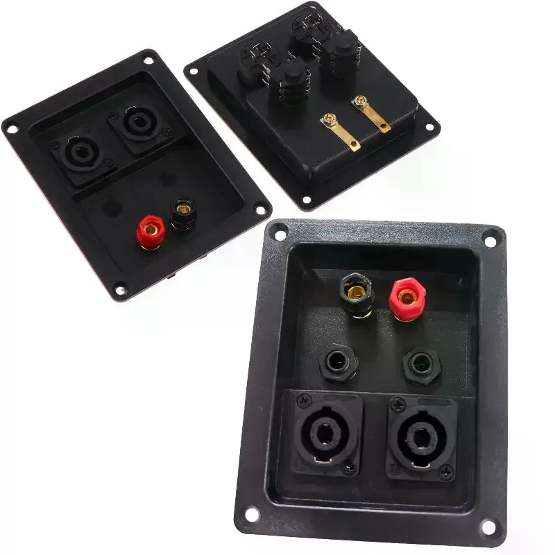 1Pcs Red Black 4/6 Hole Audio Speaker Junction Box XLR Socket Connector Cable Clamp Wiring Terminal Audio Accessories