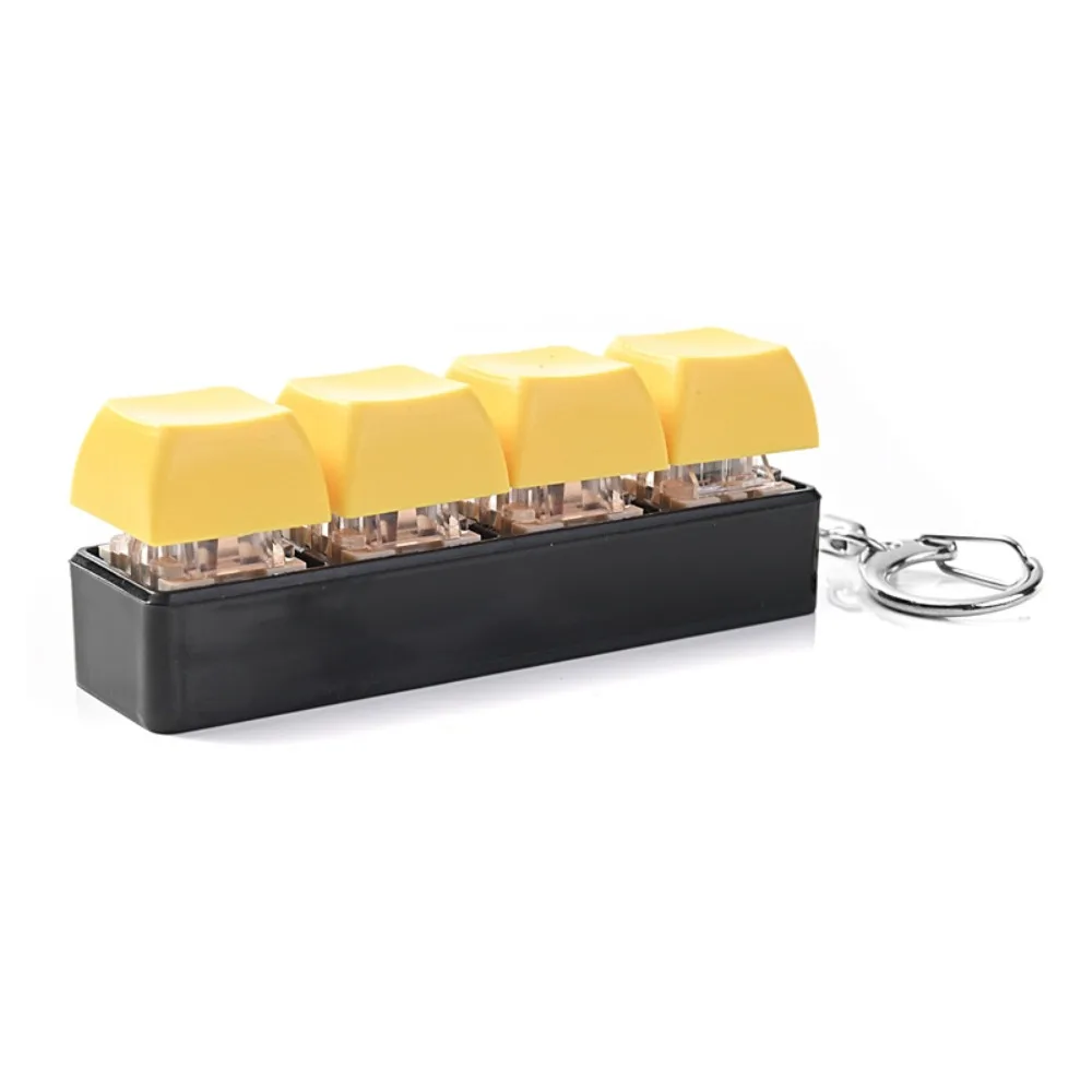 4 Keys Keycap Fidget Keychain Key Cap Clicker Finger Button Keyboard Clicker Keychain Click Fingertip Pressure