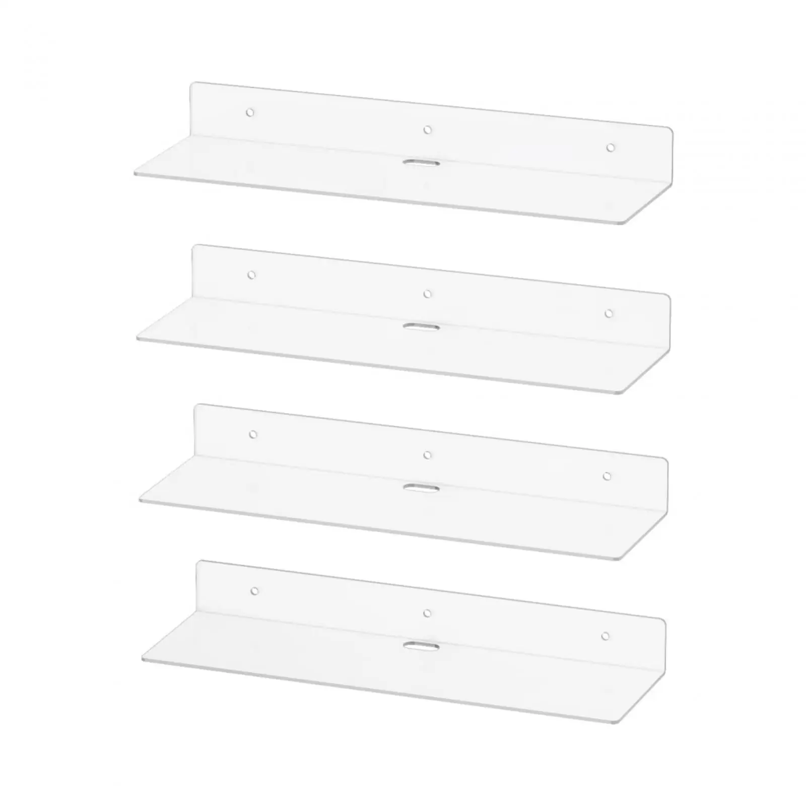 4x Acrylic Wall Mounted Shelves Invisible Spice Rack Wall Ledge Shelf Floating Shelves Clear for Kitchen Bedroom Kids Bookshelf