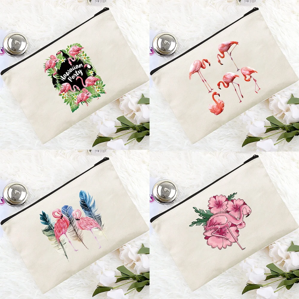 Women's Cosmetic Bag Toiletries Organizer Zipper Makeup Bags Purse Printing Flamingo Series Travel Cosmetics Storage Clutch