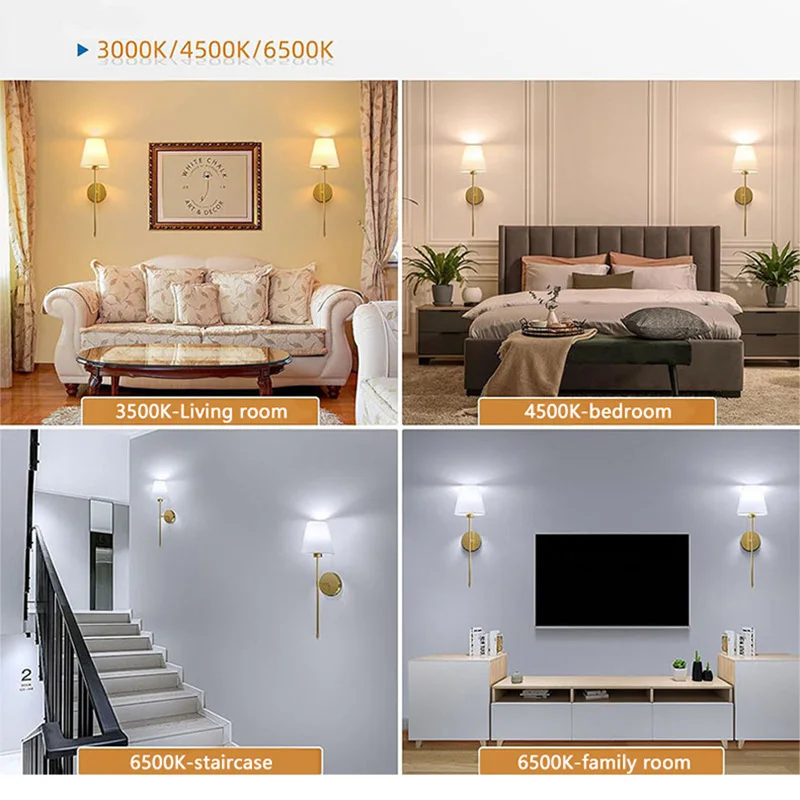 Wiring Free LED Wall Light, RGB Rechargeable Bulb, Dimmable with Remote Control For Bedroom Living Room Restaurant Modern Lights