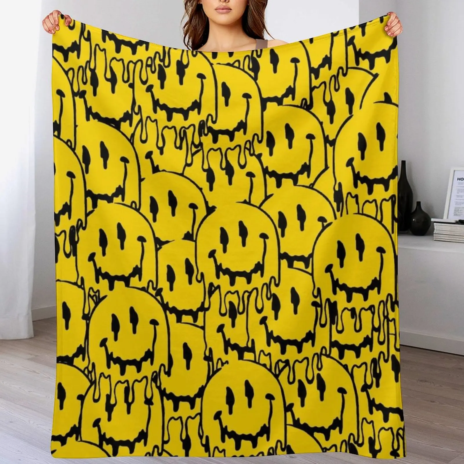 

dripping smiley face pattern Throw Blanket Travel Softest Soft Beds Flannel Blankets