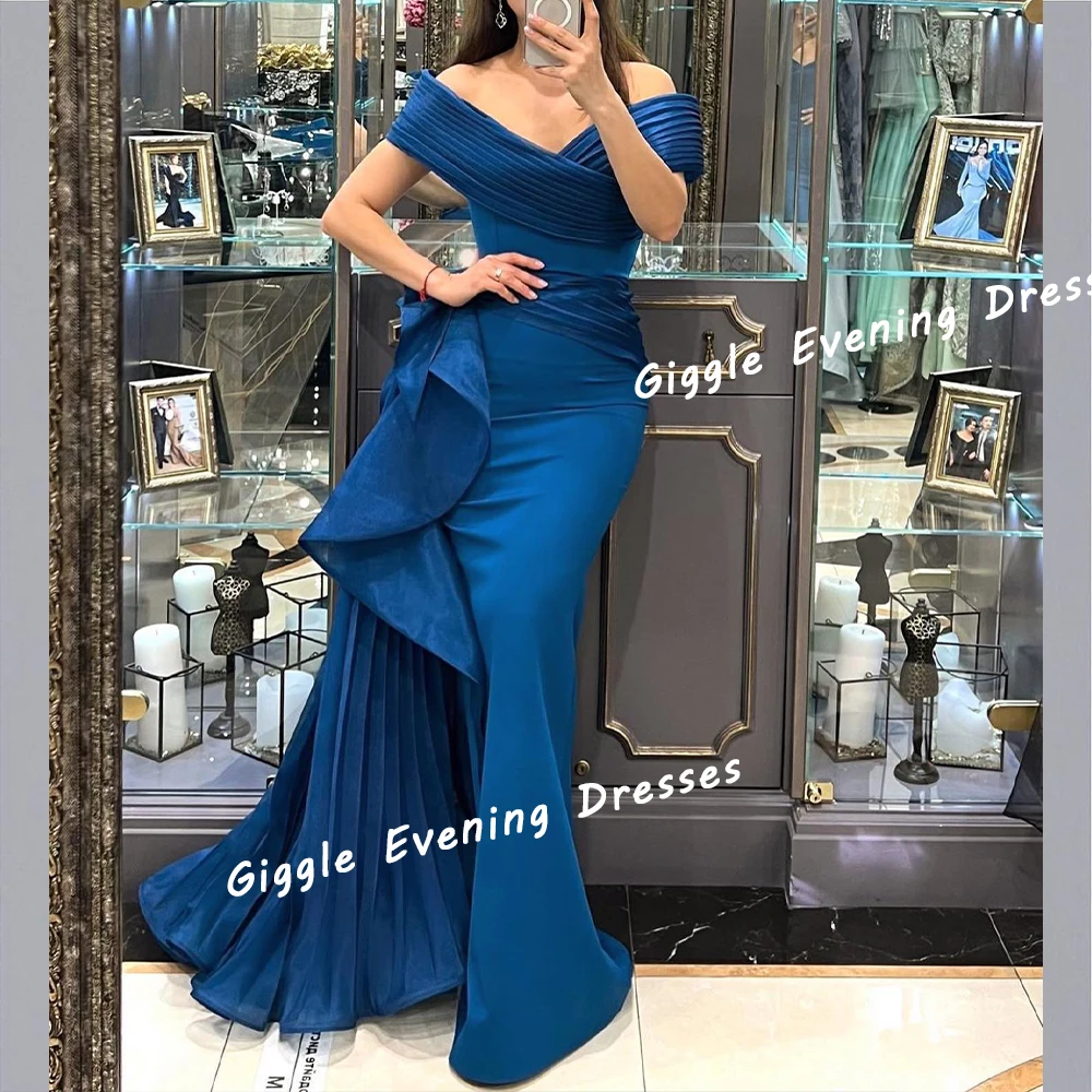 Giggle Customized Off The Shoulder Elegant Prom Gown Draped Saudi Arab Fashion Floor-Length Evening Party Dresses for Women 2024