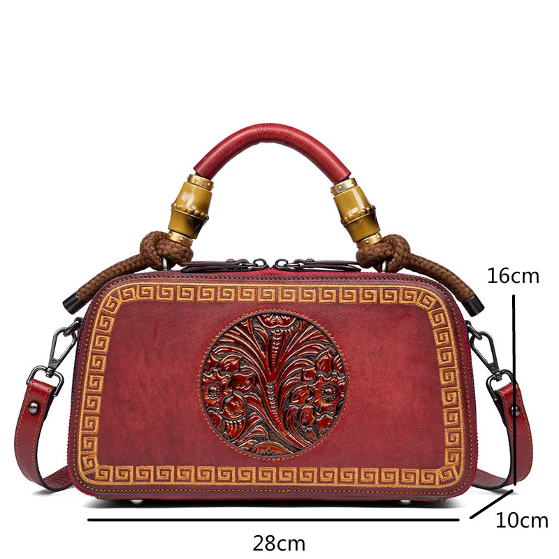 Johnature 2024 New Vintage Women Bag Luxury Genuine Leather Handmade Handbag First Layer Cowhide Shoulder & Crossbody Bags