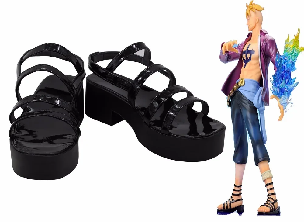 Marco the Phoenix Cosplay Schuhe schwarze Sandalen nach Maß jeder Größe für Männer und Frauen