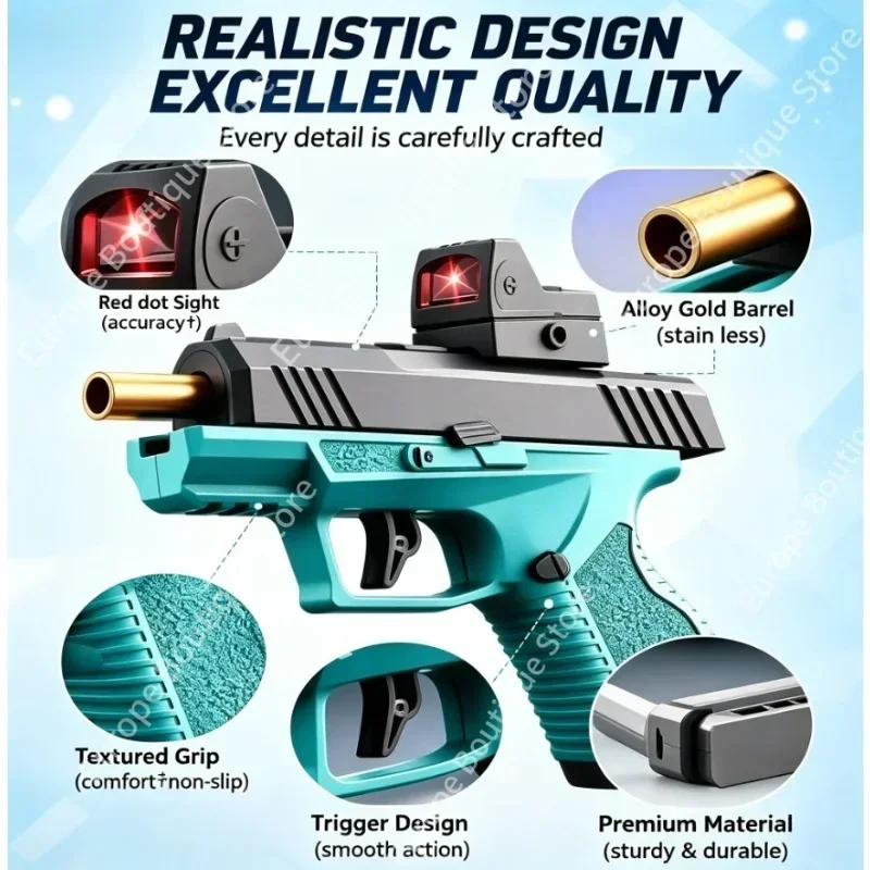 Mini GX4 Pocket Soft Dart Toy Gun Full Kit Shell Ejection Blow‑Back Play Model Gift for Teens Adults