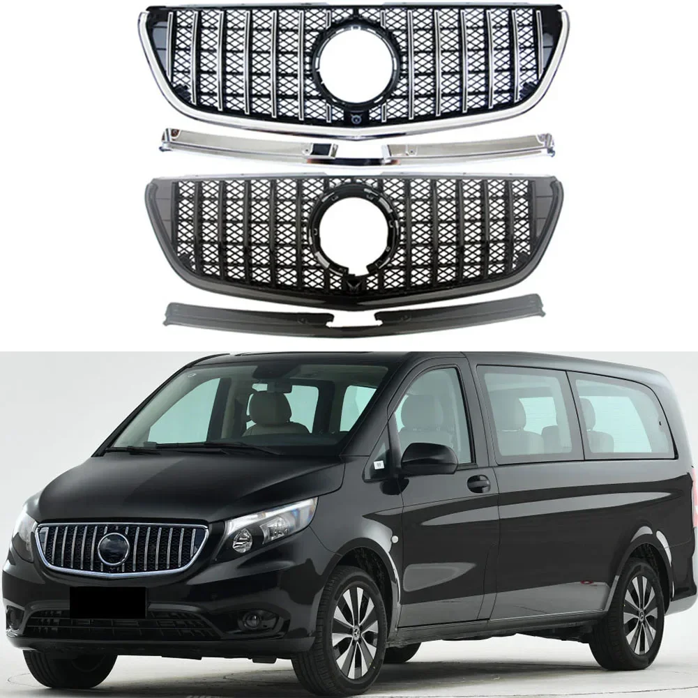 Front Racing Facelift Grilles Upper Grill For Mercedez-Benz W447 Metris/Vito  2020 2021+ GT