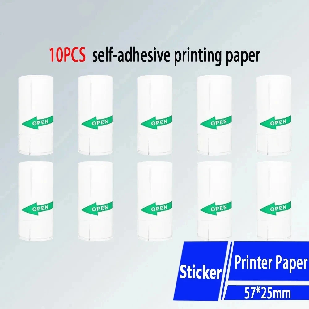 10 Rolls Mini Printer Label Sticker 57x25MM Self-adhesive Paper Thermal Label Printer Paper Kids Camera Instant Printing Papers