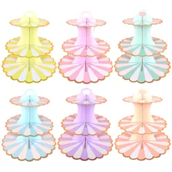 Lollipop Paper Cake Stands Birthday Gilding Lace Three-layer Afternoon Tea Dessert Decor Happy Birthday Party Decor Kid Cake Dec
