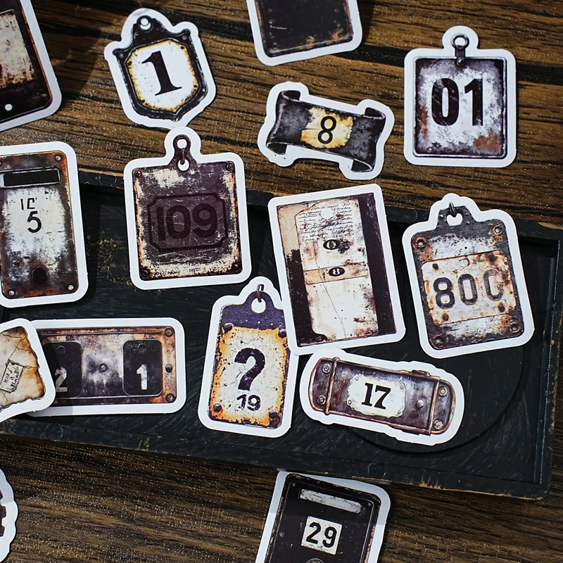 12 แพ็ค/ล็อต Old Metal รหัสผ่าน Series น่ารักน่ารัก Retro ตกแต่ง Sticky ป้ายสติกเกอร์