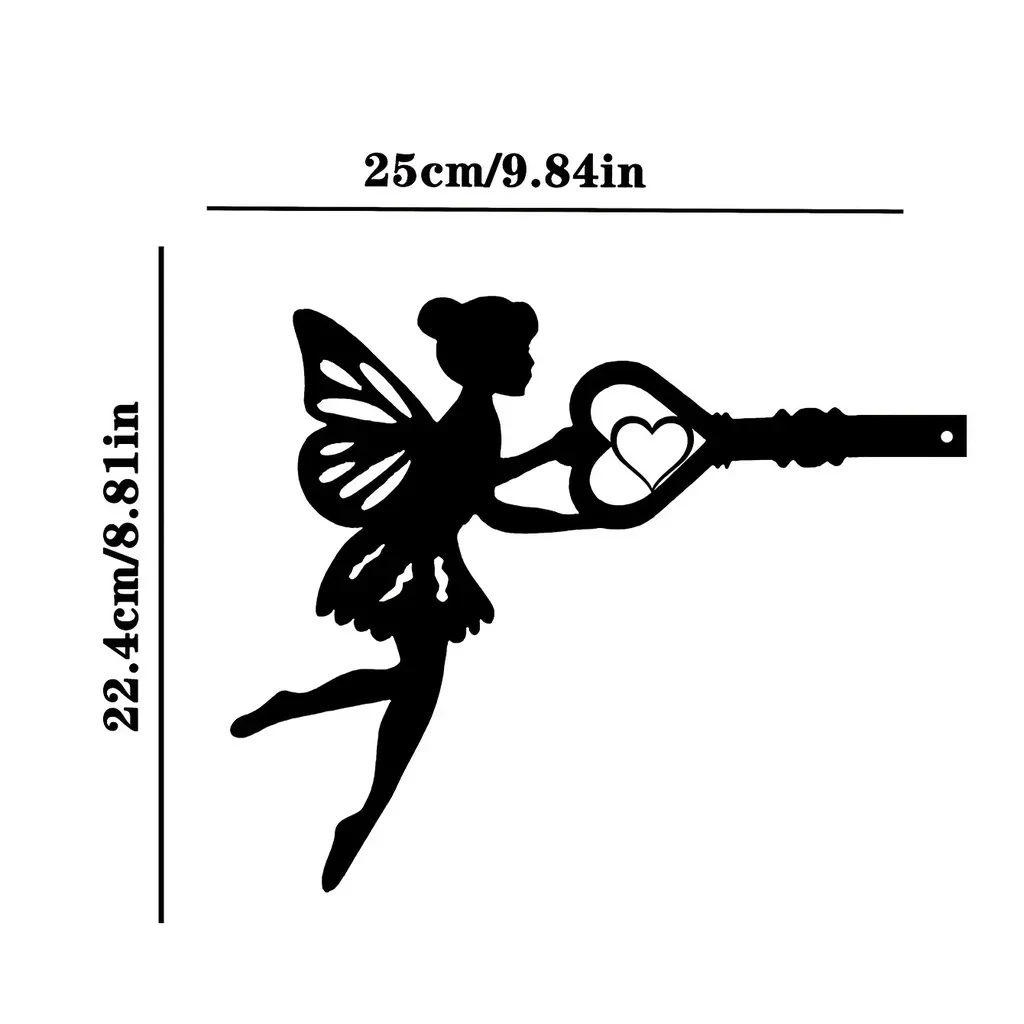 Angel On Branch Steel Silhouette Metal Wall Art Home Garden Yard Patio Statue Stake Decoration Perfect For Birthdays 1PC