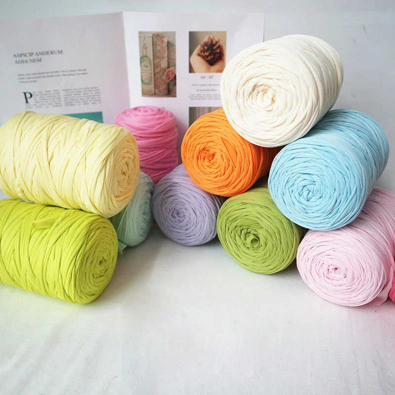 Thick Cotton T shirt Yarn for Crochet, DIY Blanket, Carpet, Handbag, Purse, Cushion, Hand Waved Threads, 400g