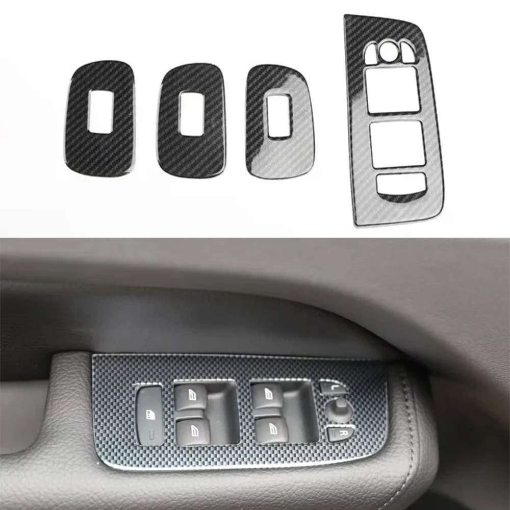 For Volvo XC60 2018 Left Hand Drive Car Door Armrest Window Lift Switch Cover ABS Stickers Interior Styling Accessories 4pcs