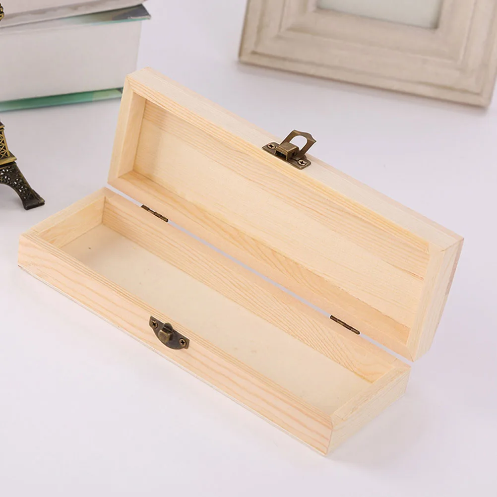 

2pcs Wooden Stationery Box Compact Storage For Pen Pencil Simple Design Home Office School Use Wood Pencil Box Oblong