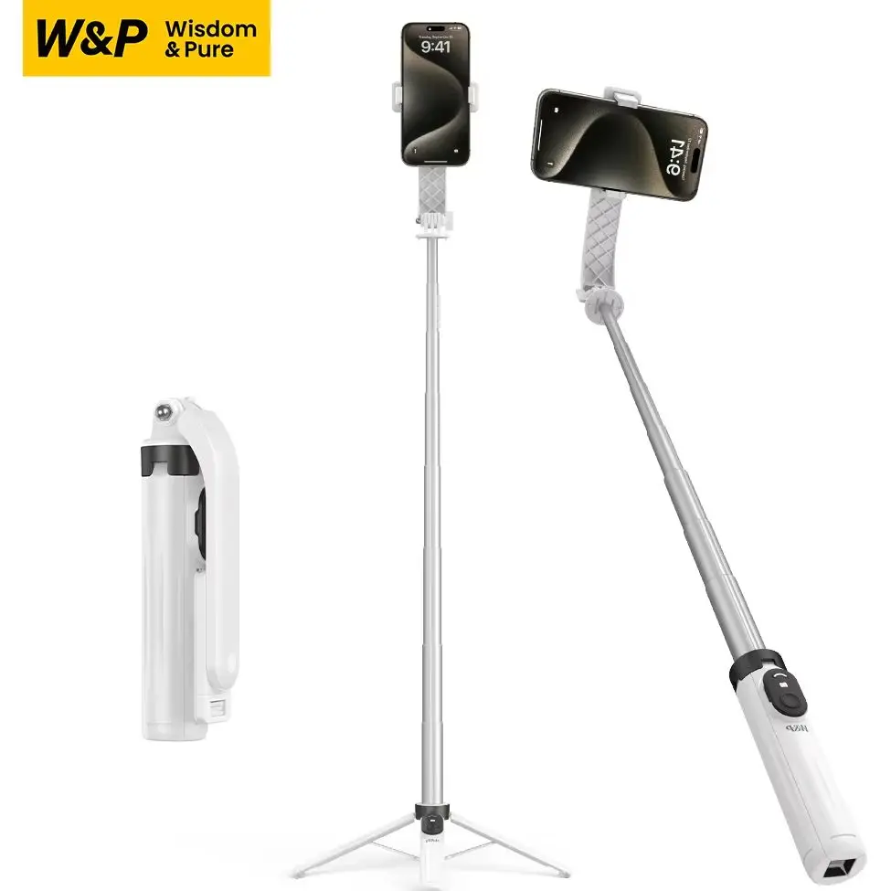 

W&P Selfie Stick Tripod 43 Inch Bluetooth Remote Control Quadripod Design Extendable for iPhone Huawei Samsung Android Phone